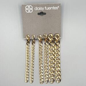 Daisy Fuentes Gold-Tone Cuban Chain Drop Earrings Set NWT